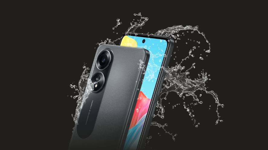 ilustrasi Oppo A58 4G yang aman dari cipratan air (oppo.com)