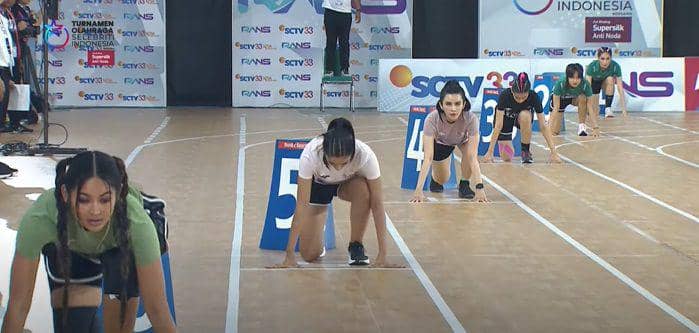 potret Cinta Laura juara lari 100 meter (youtube.com/Rans Entertainment)