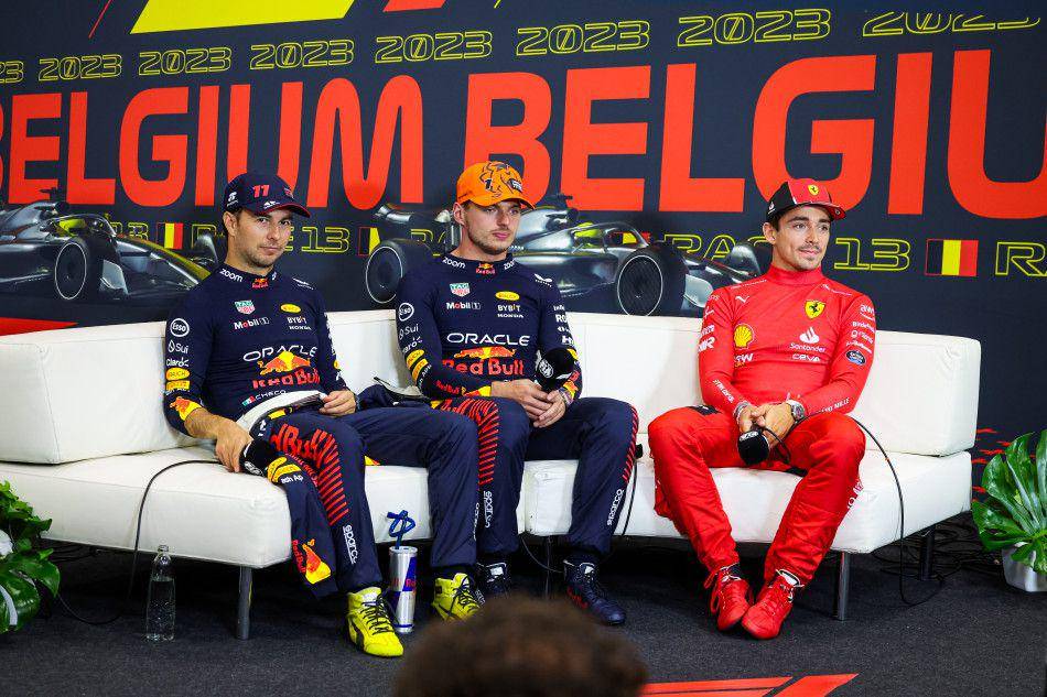 Sergio Perez (kiri), Max Verstappen (tengah), dan Charles Leclerc (kanan) (fia.com)