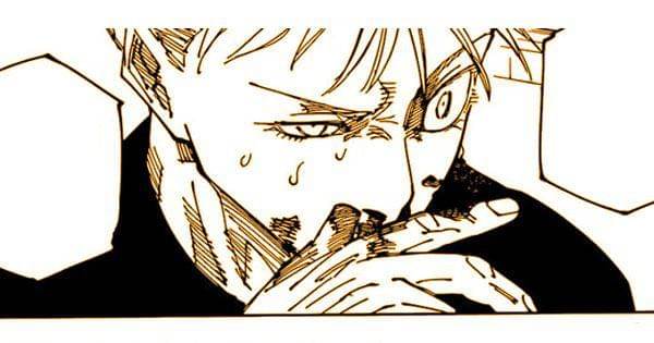 Gojo mimisan saat hendak melepaskan Unlimited Void ( Dok. Mangaplus / Jujutsu Kaisen )