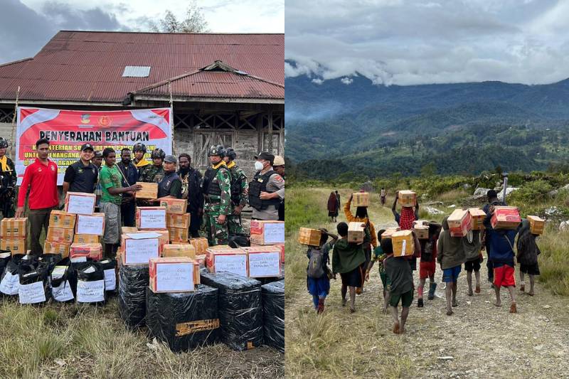 Kemensos saluran bantuan ke Timika. (dok. Kemensos)