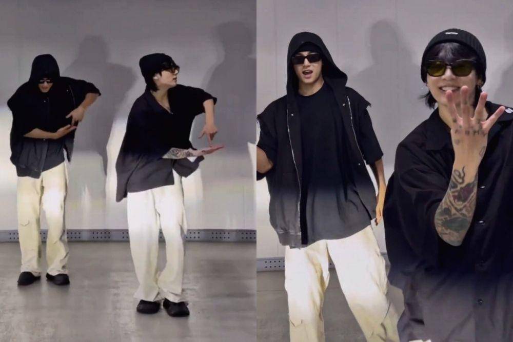 Mingyu dan Jungkook saat challenge Seven (dok. Weverse/BTS)
