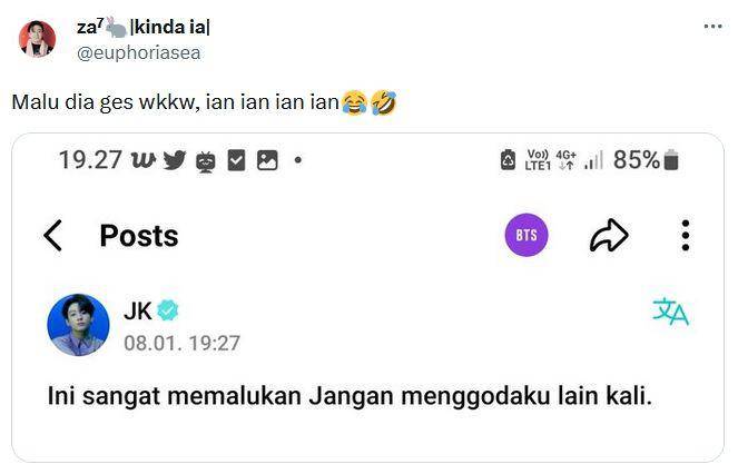 Akun TikTok Jungkook ke-spill (Twitter.com/euphoriasea)