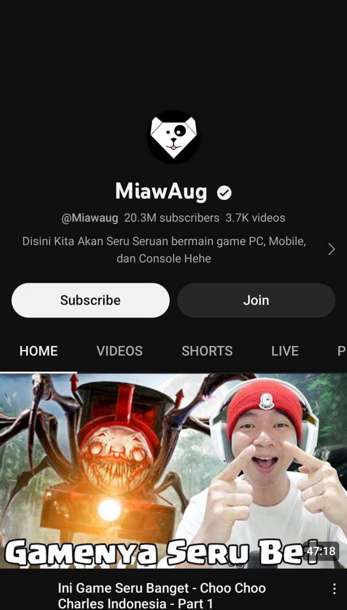 Akun YouTube MiawAug (youtube.com/Miawaug)