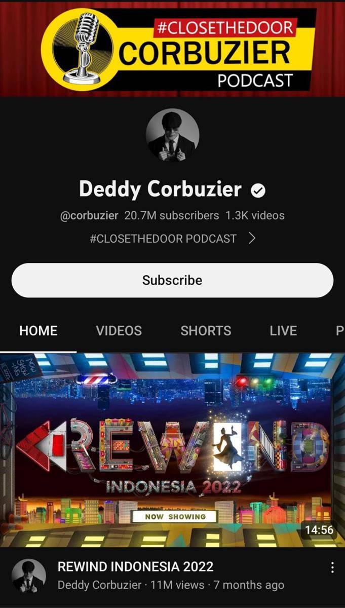 Akun YouTube Deddy Corbuzier (youtube.com/corbuzier)