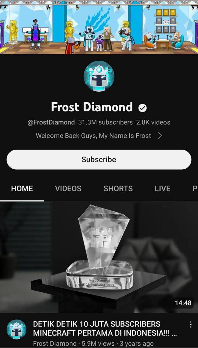 Akun YouTube Frost Diamond (youtube.com/FrostDiamond)