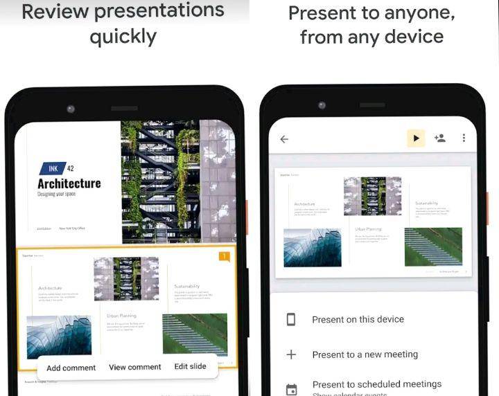 ilustrasi Google Slides di Android (play.google.com)