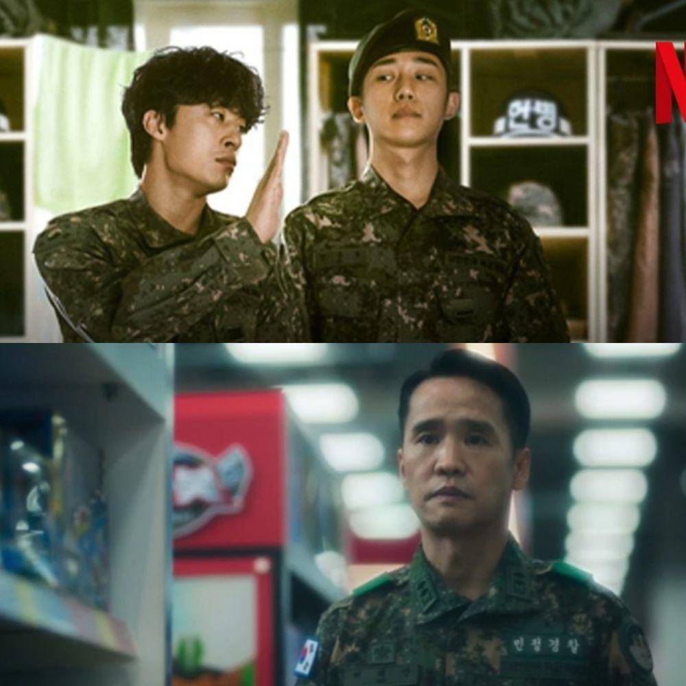 karakter Han Ho Yeol (kiri atas) diperankan Koo Gyo Hwan, karakter Ahn Jun Ho (kanan atas) diperankan Jung Hae In, dan karakter Heo Tae San (bawah) diperankan Song Jae Ryong pada drakor D.P. season 2 (instagram.com/netflixkr)