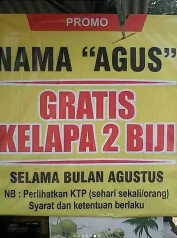 spanduk bertuliskan gratis yang menjebak (twitter.com/txtdrkuliner)