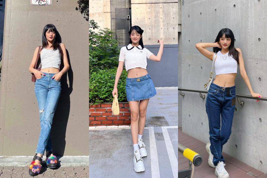 inspirasi padu padan jeans ala Minnie (G)-IDLE (instagram.com/min.nicha)