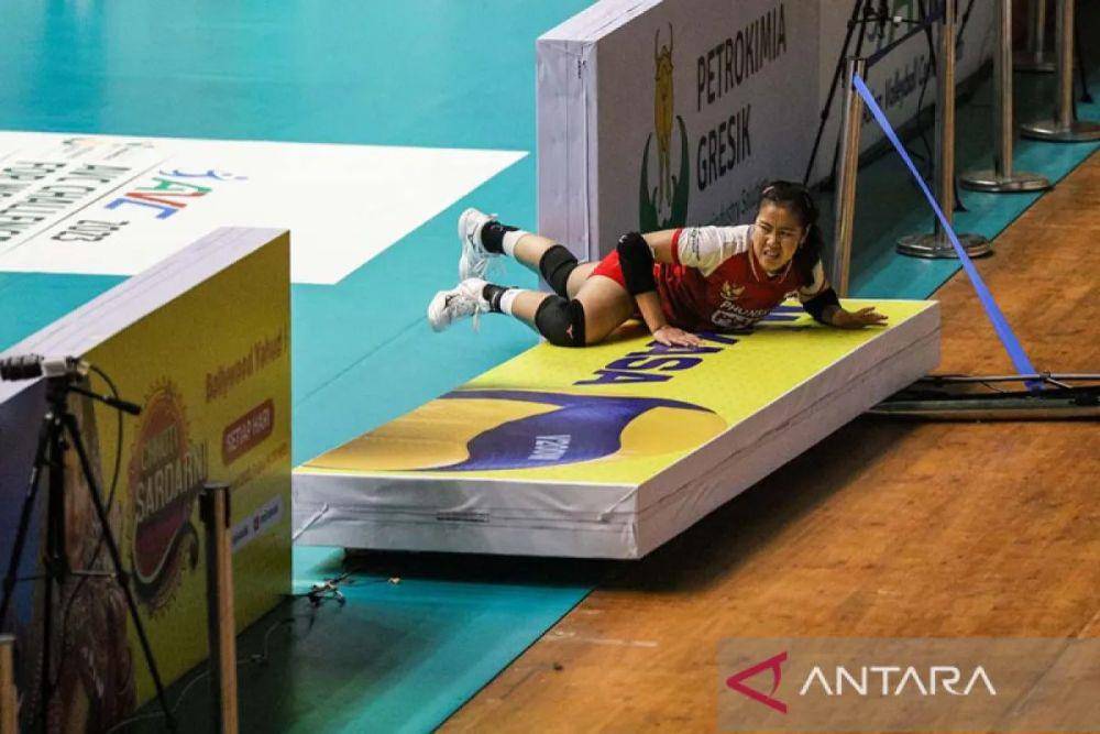 Tim voli putri Indonesia di AVC Challenge Cup 2023. (ANTARA FOTO/Rizal Hanafi)