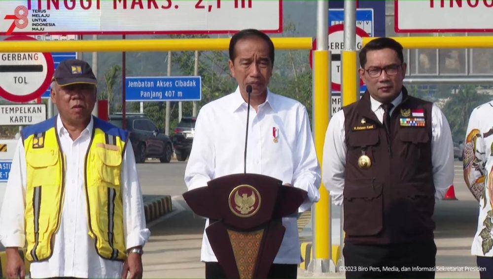 Presiden Jokowi meresmikan Tol Ciawi-Sukabumi ruas Cigombong-Cibadak, pada Jumat (4/8/2023) (Youtube.com/Sekretariat Presiden)