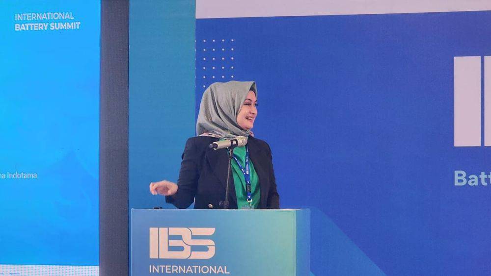 Corporate Secretary PT Ceria Nugraha Indotama, Imelda Kiagoes dalam acara International Battery Summit 2023. (dok. Ceria)
