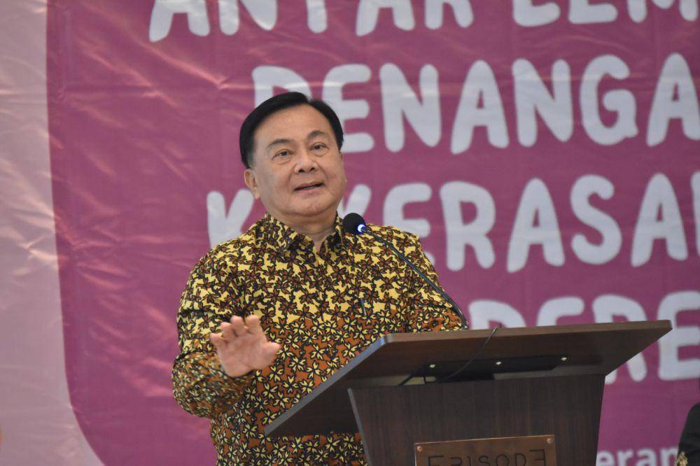 ketua Harian Kompolnas, Benny Mamoto dalam Rapat Koordinasi antar Lembaga dalam Penanganan Kasus Kekerasan terhadap Perempuan (Dok. KemenPPPA)