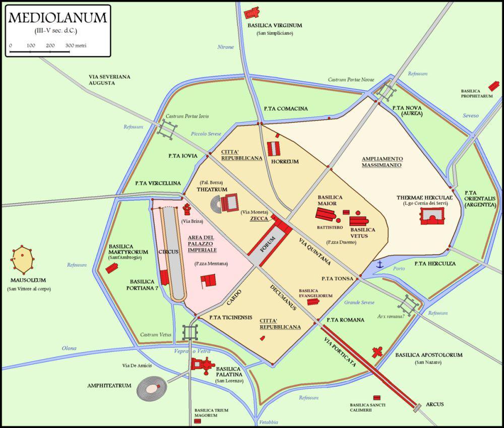 ilustrasi peta Mediolanum (commons.wikimedia.org/Cristiano64)