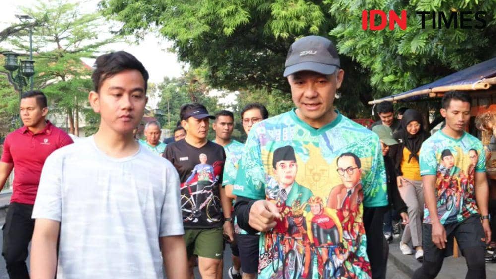 Ganjar Pranowo & Gibran Rakabuming olahraga bareng. (Dok/Humas Pemkot Solo)