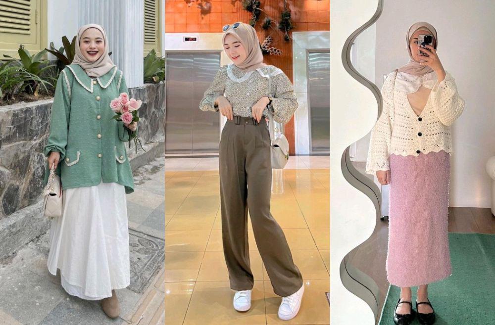 10 Gaya Hijab dengan Blus Vintage, Tampilan Classy!