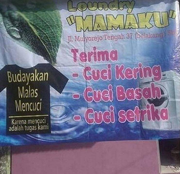 potret promosi kocak tukang laundry (facebook.com/senyum)