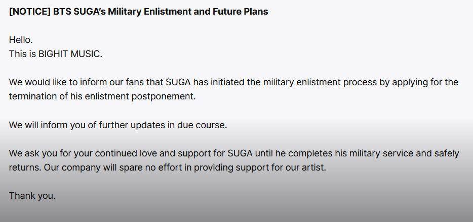 Suga BTS (Weverse/BIGHIT MUSIC)