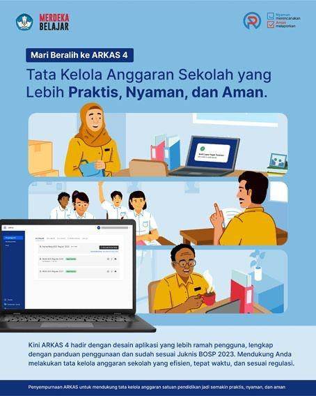 Kemendikbudristek terus memperbarui platform Aplikasi Rencana Kegiatan Anggaran Sekolah (ARKAS) untuk mendukung perwujudan tata kelola satuan pendidikan yang berkualitas. (Dok. Kemendikbudristek)
