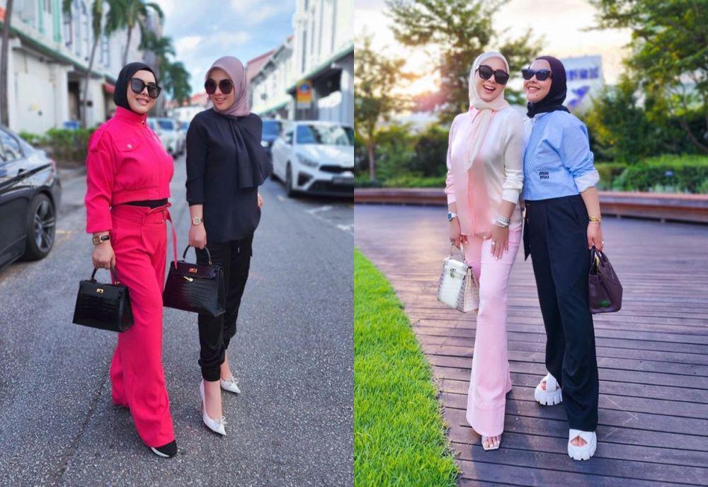 8 Adu Gaya Hijab ala Syahrini vs. Adiknya, Dua Saudara Fashionable!