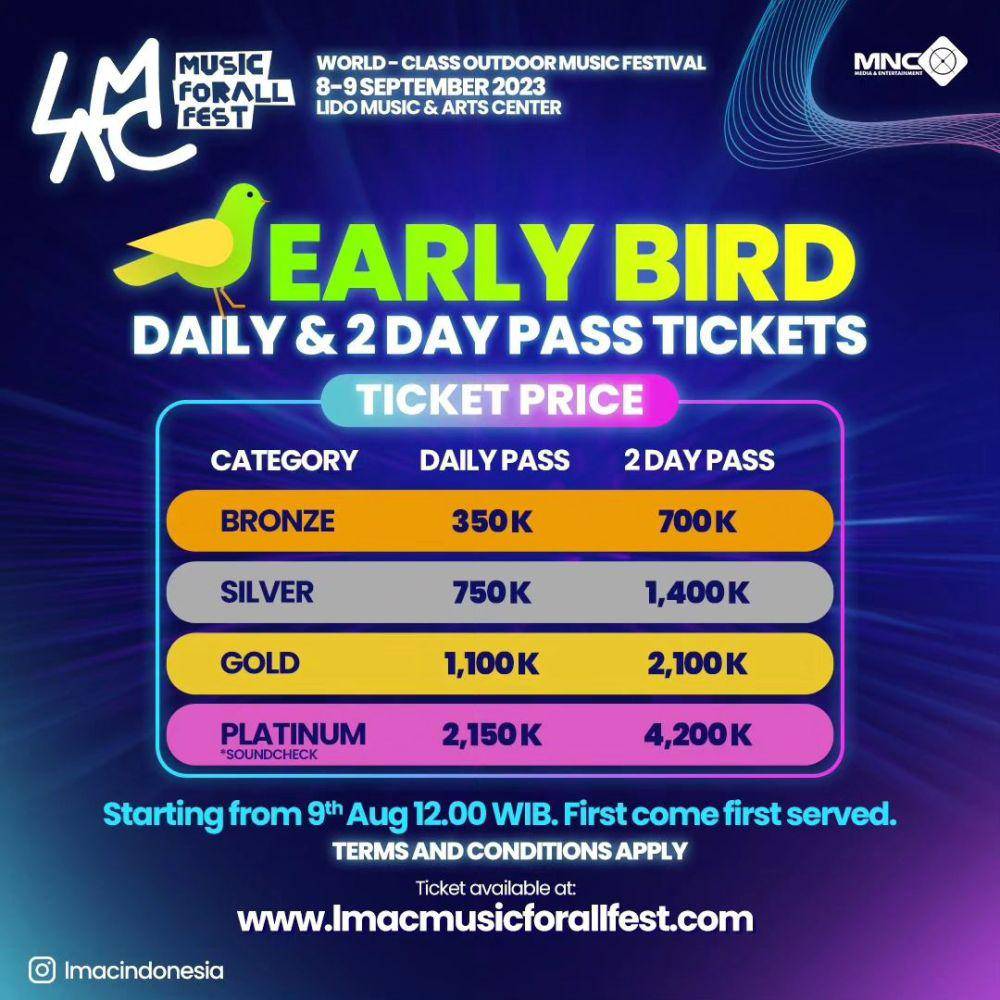 Daftar Harga Tiket LMAC Music Fest 2023 (instagram.com/lmacindonesia)