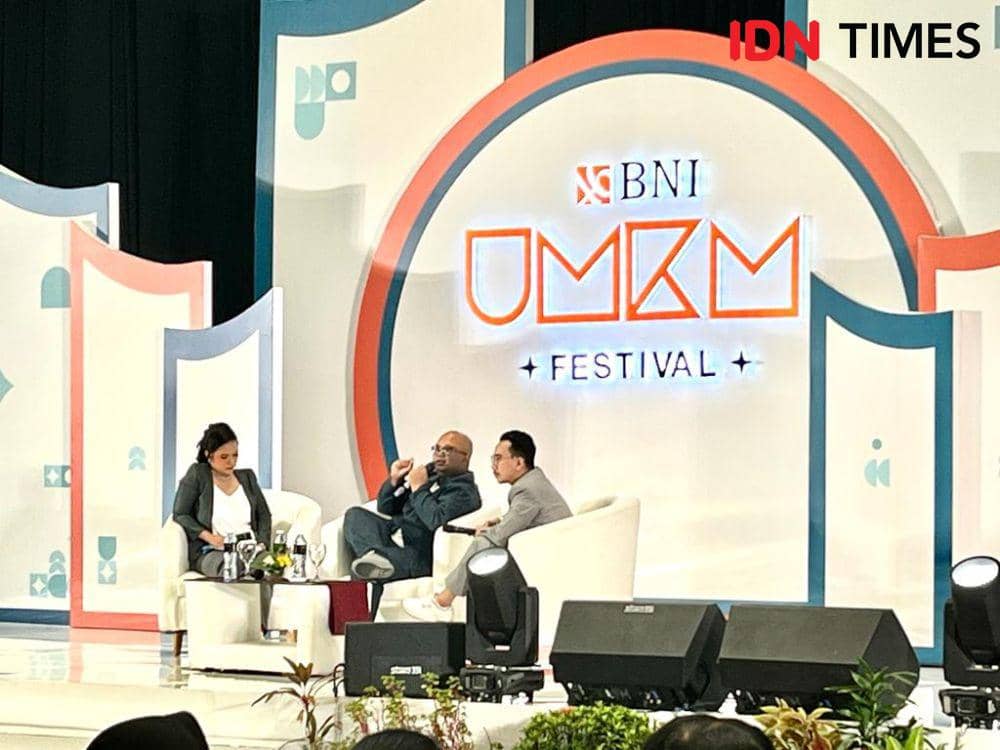 Para pembicara inspiratif hadir dalam acara BNI UMKM Festival di Gumaya Tower Hotel Semarang, Selasa (8/8/2023). (IDN Times/Anggun Puspitoningrum)