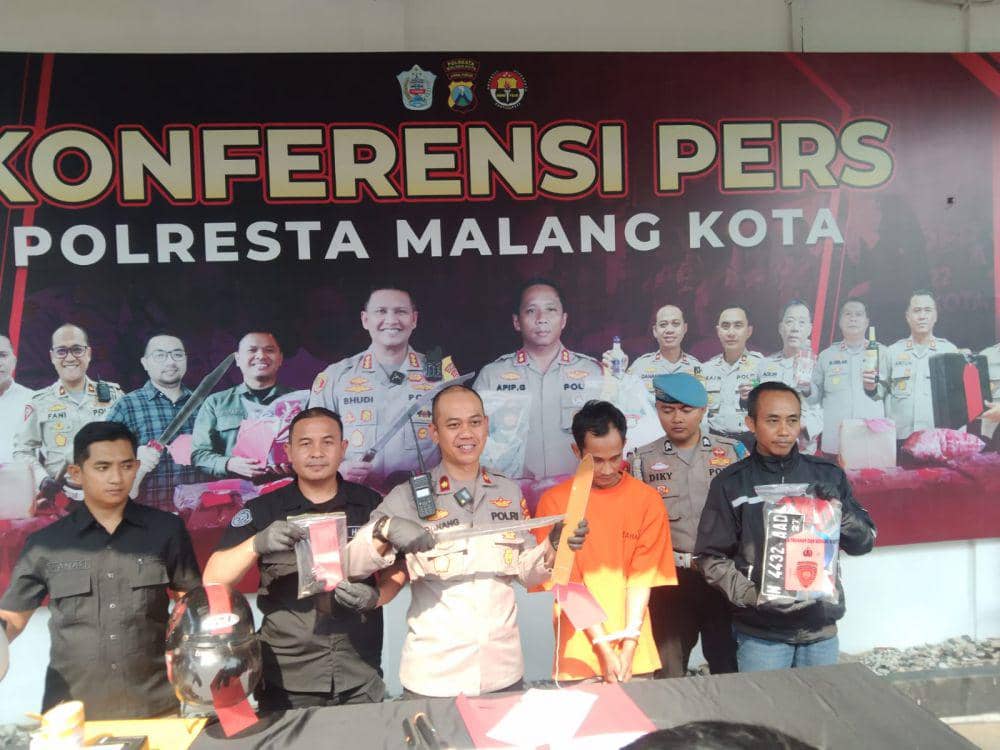 Konferensi pers kasus viral curanmor di Kota Malang. (IDN Times/Rizal Adhi Pratama)