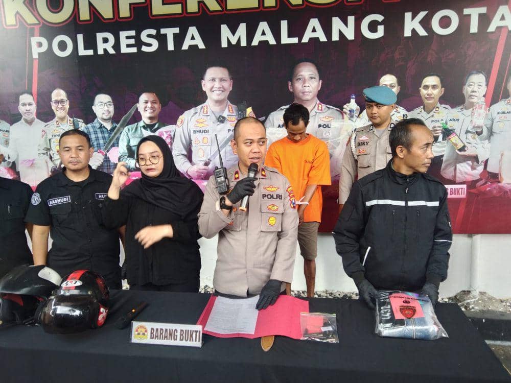 Konferensi pers kasus viral curanmor di Kota Malang. (IDN Times/Rizal Adhi Pratama)