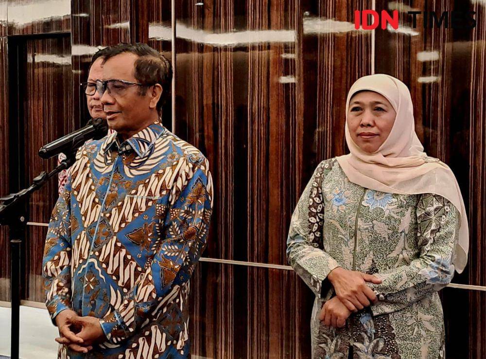 Menkopolhukam, Mahfud MD saat di Surabaya, Selasa (8/8/2023). IDN Times/Ardiansyah Fajar.