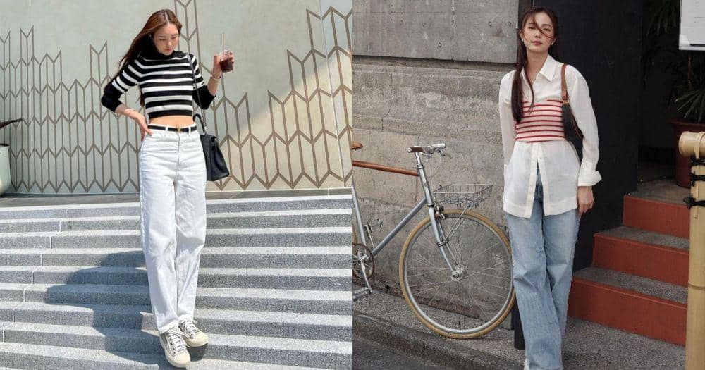 8 Inspirasi Outfit Bua Nalinthip dengan Atasan Motif Stripes