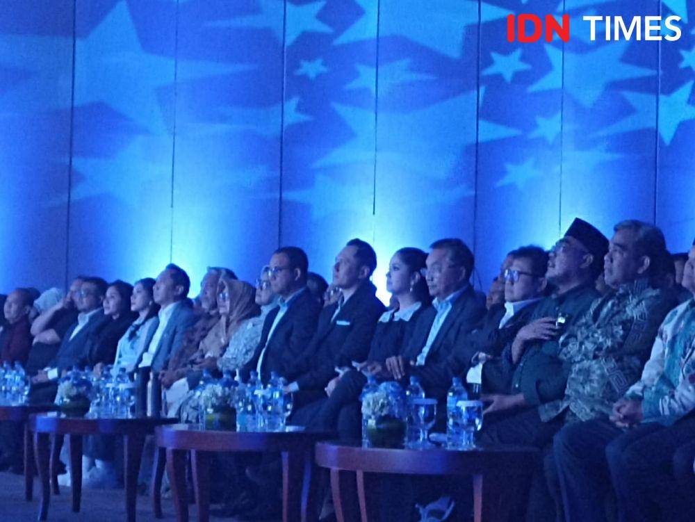 Anies Baswedan hadiri acara peluncuran buku Tetralogi AHY di Djakarta Theater, Jakarta Pusat, Kamis (10/8/2023). (IDN Times/Lia Hutasoit)