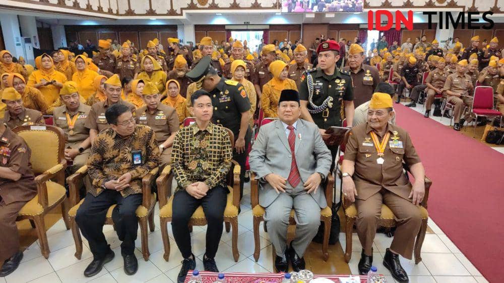 Prabowo Subianto hadiri Hari Veteran Nasional di Solo. (IDN Times/Larasati Rey)