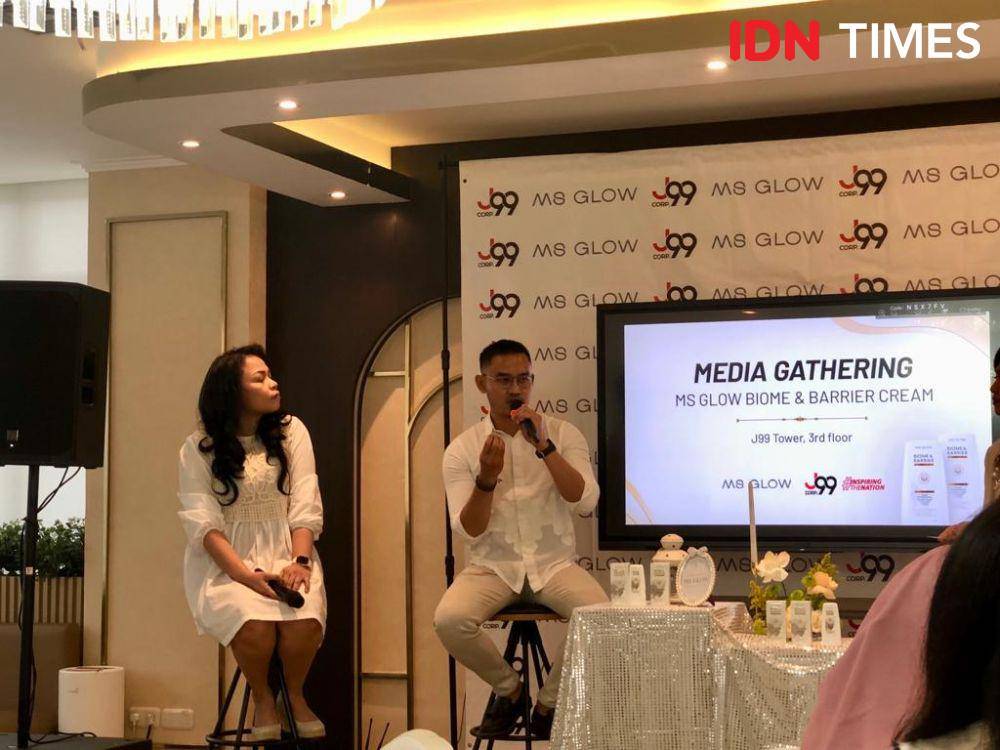Media gathering produk MS GLOW Biome & Barrier Cream pada Jumat (11/8/2023) di J99 Tower Pasar Minggu (IDN Times/Nisa Zarawaki)