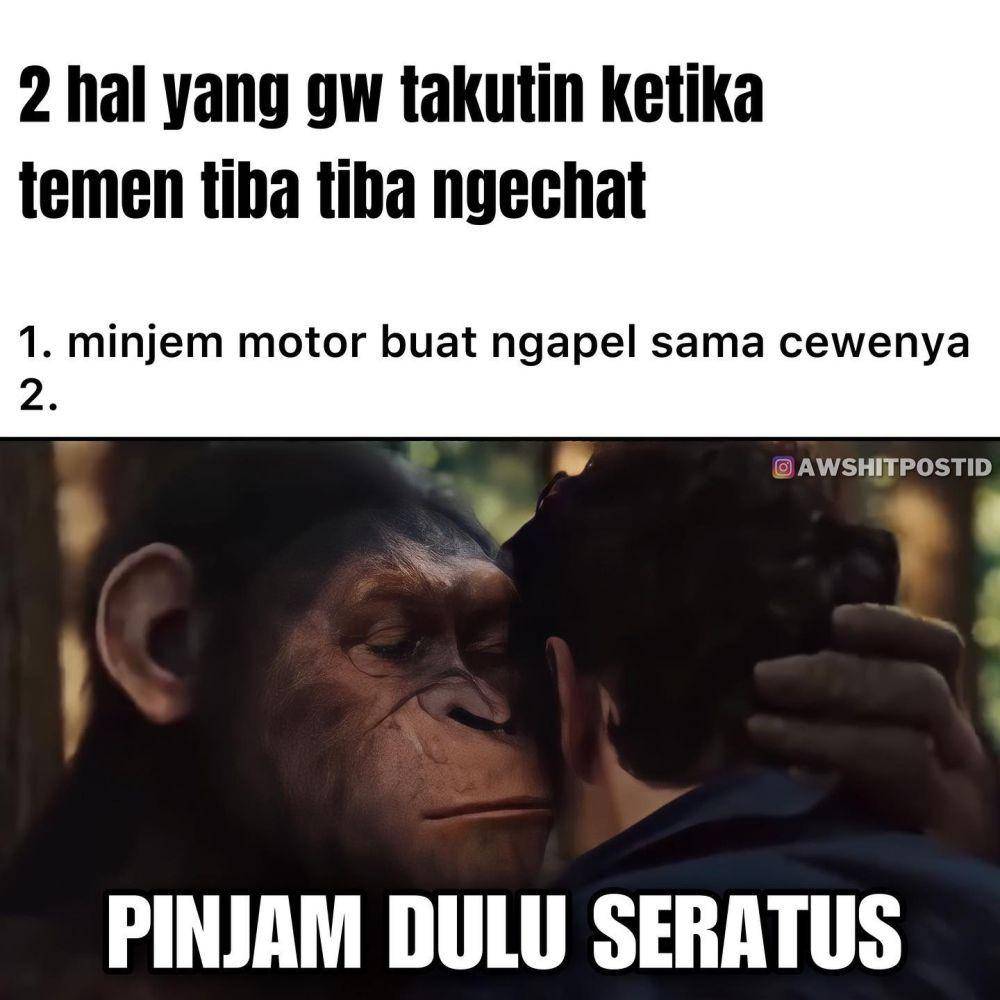 meme pinjam dulu seratus (instagram.com/awshitspost.id)