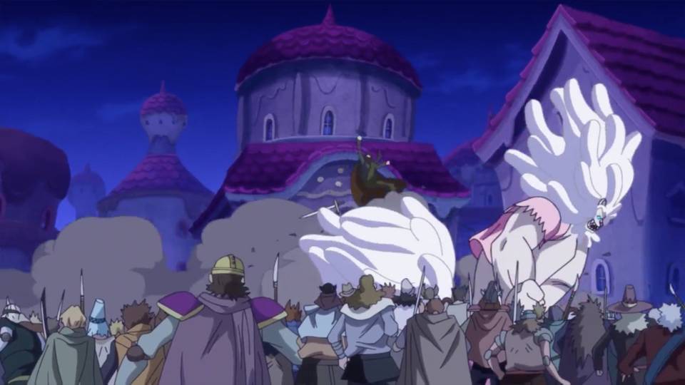 Pekoms melawan krunya sendiri. (dok. Toei Animation/One Piece)