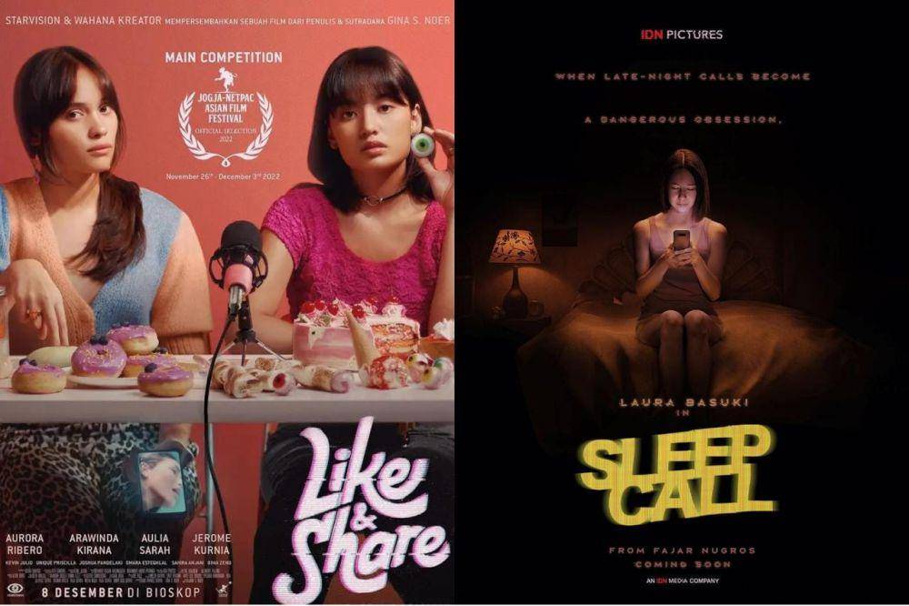Film dan series tentang bahaya medsos (dok. Starvision Plus / Like and Share | dok. IDN Pictures / Sleep Call)