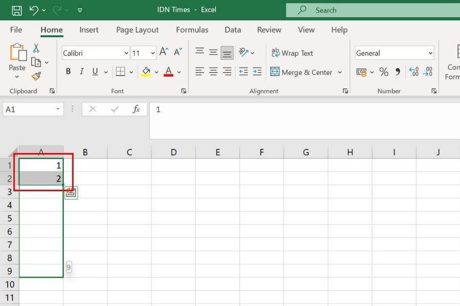 ilustrasi membuat numbering di Excel dengan drag (IDN Times/Laili)