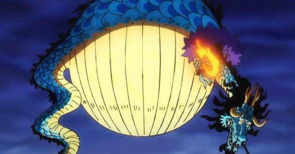 Kaido menjadi balon karena Gomu Gomu no Fusen ( Dok. Toei Animation / One Piece )