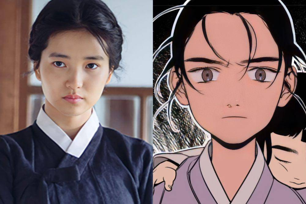 cuplikan Kim Tae Ri di film The Handmaiden (dok. CJ ENM/The Handmaiden) | cuplikan webtoon Jeong Nyeon (comic.naver.com/정년이)