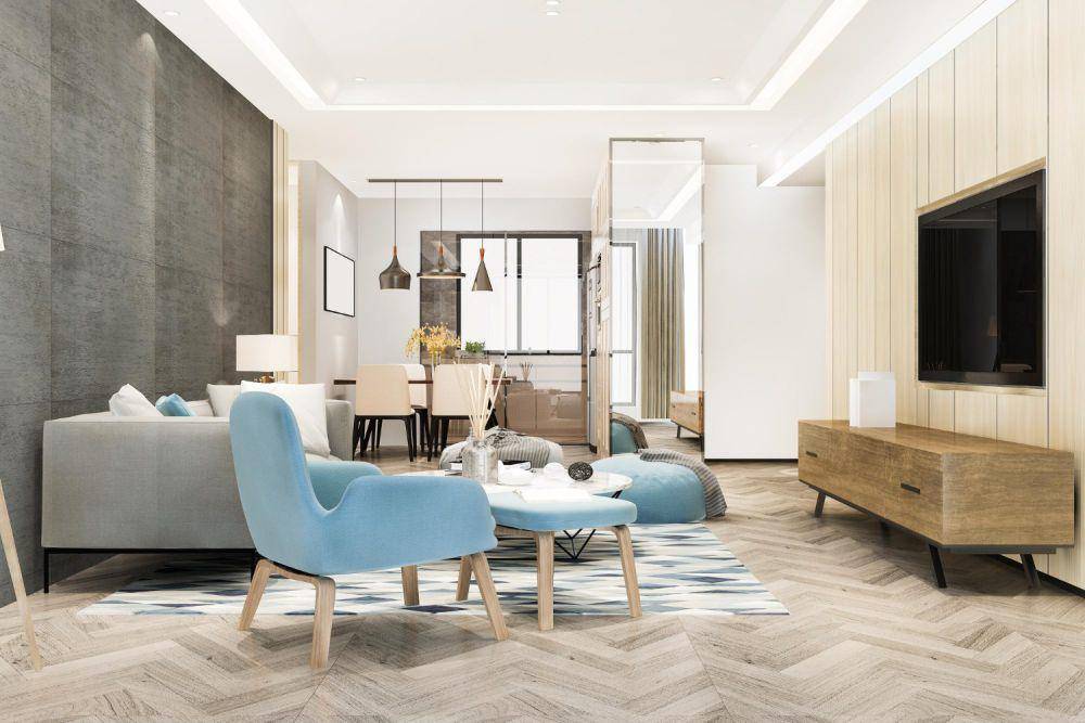 ilustrasu desain ruang keluarga minimalis modern (freepik.com/dit26978)