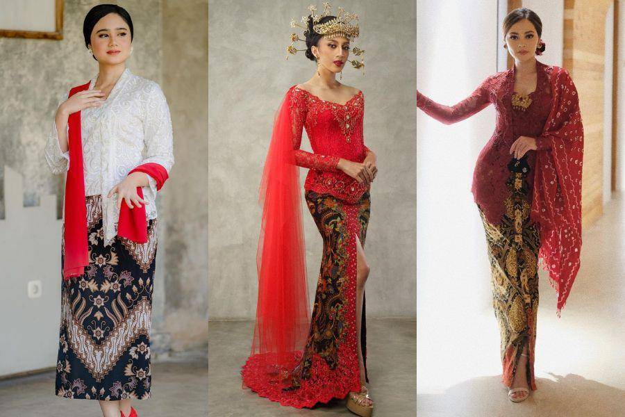 Kebaya merah. (instagram.com/joleneemarie / instagram.com/tissabiani / instagram.com/chrissyichi)
