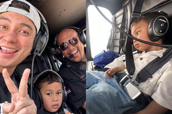 7 Potret Seru Baim Wong Ajak Kiano Jalan-jalan Naik Helikopter