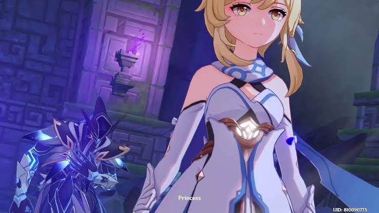 Lumine yang berpihak pada Abyss Order (dok. HoYoverse/Genshin Impact)