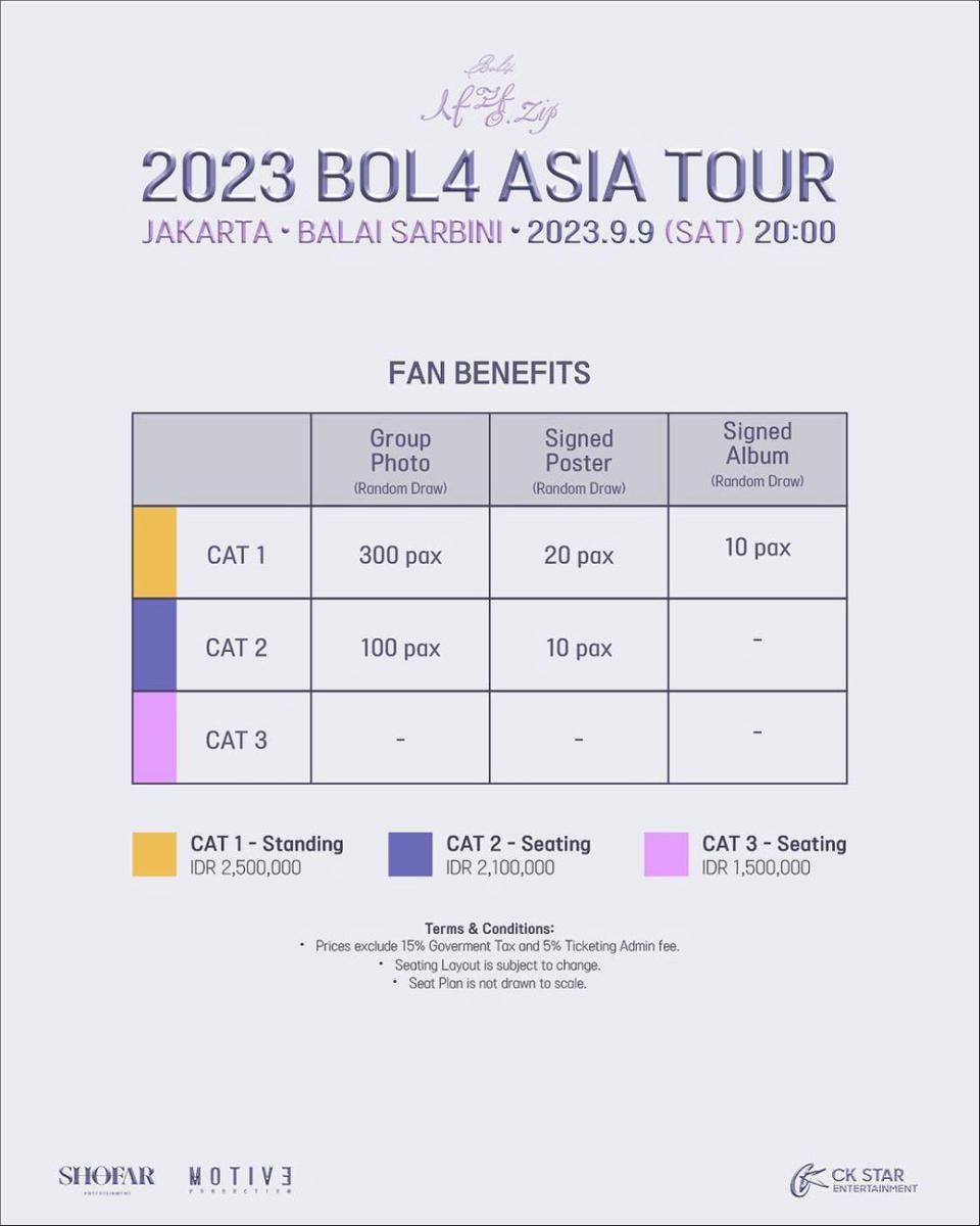 Benefit tiket konser BOL4 di Jakarta (instagram.com/ckstar.id)