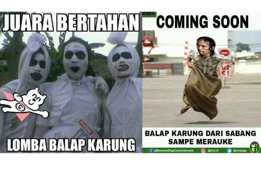 8 Meme Lomba Balap Karung yang Bikin Ngakak Sampai Loncat-loncat