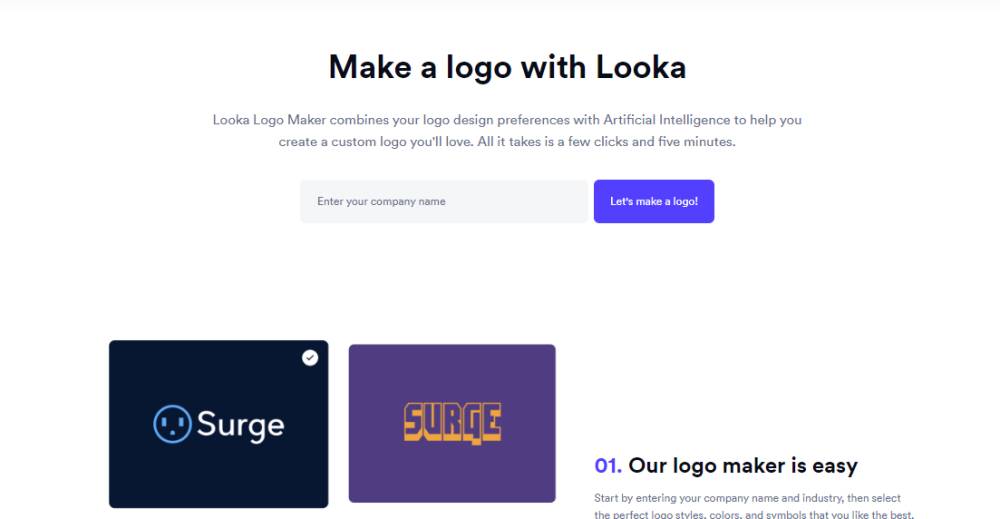 Tampilan aplikasi Looka Logo Maker. (Looka.com)