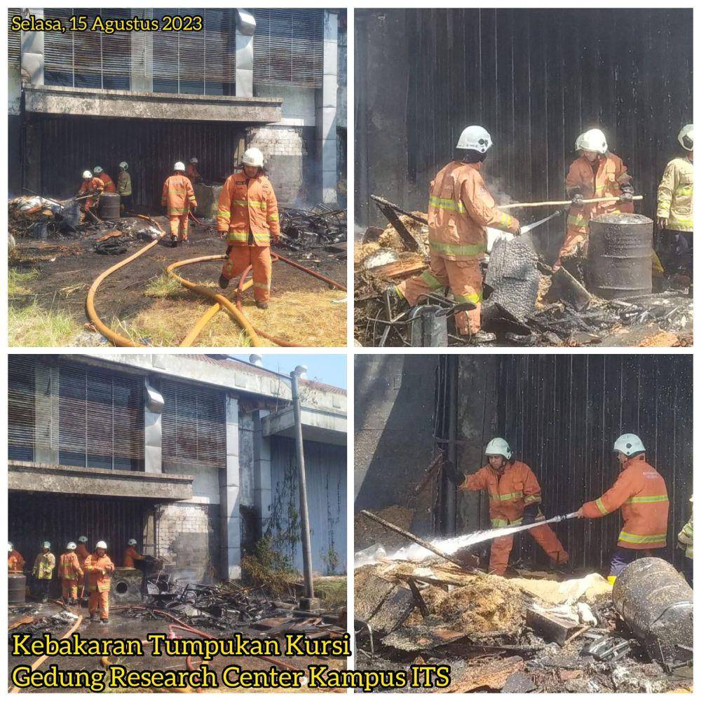 Kebakaran gedung ITS Surabaya. (Dok. Command Center Surabaya).