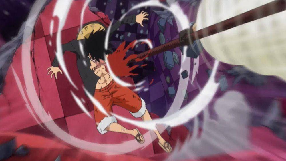 Katakuri menusuk Luffy. (dok. Toei Animation/One Piece)