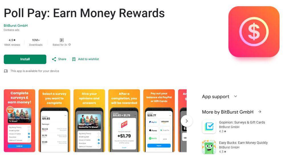 Poll Pay, aplikasi penghasil uang (play.google.com)
